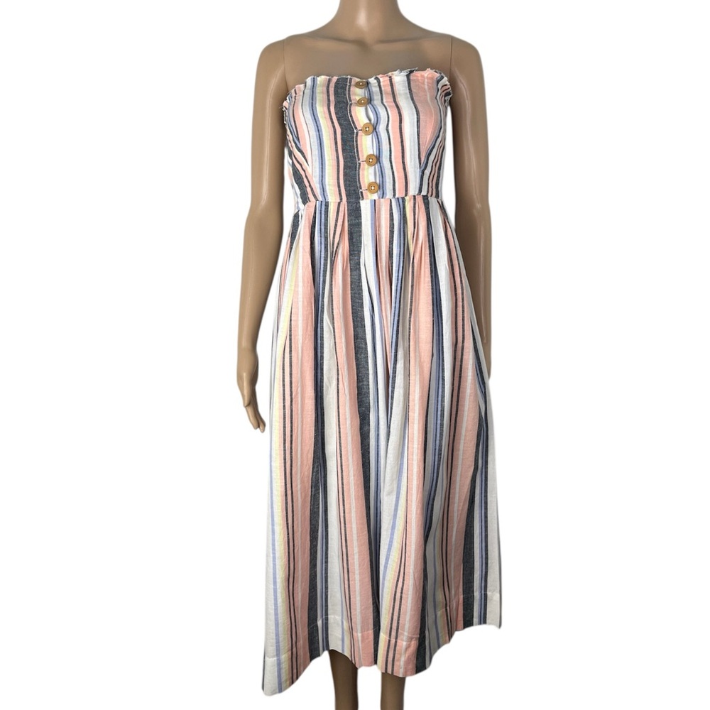 Free People Lilah Strapless Striped Multicolored Pullover Layered Midi Dress